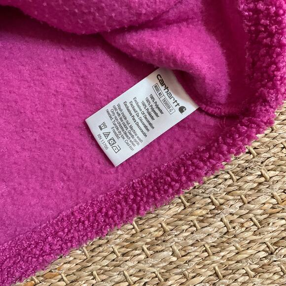Carhartt Girls Pink Quarter Snap Pullover Hooded Sweatshirt XL 14 - Picture 9 of 13